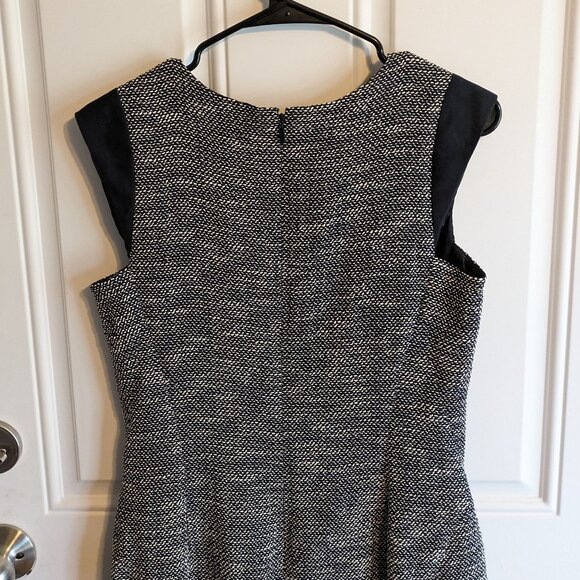 Lafayette 148 Navy Blue Sheath Dress Black White Textured Tweed Knit - Size 6 - Picture 7 of 14